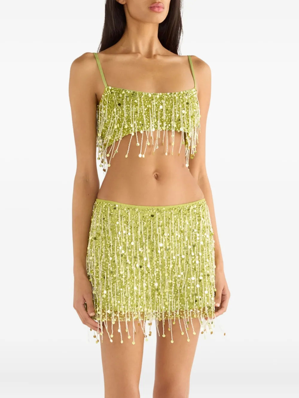 Pankh Yuzuki Hand Beaded And Sequins Crop Top And Mini Skirt