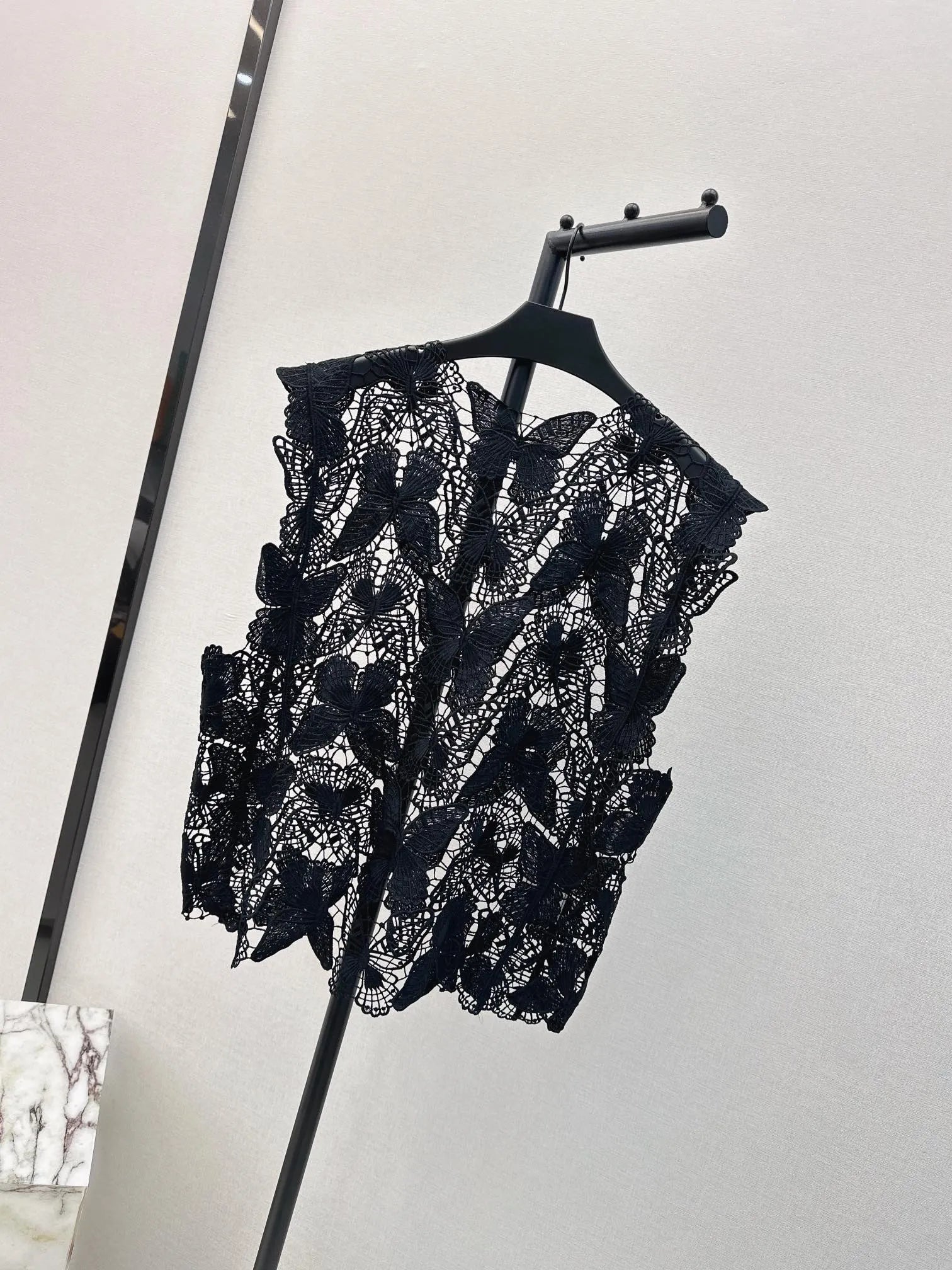 Pankh Zape Butterfly Hollow Cutout Pattern Lace Crochet Top