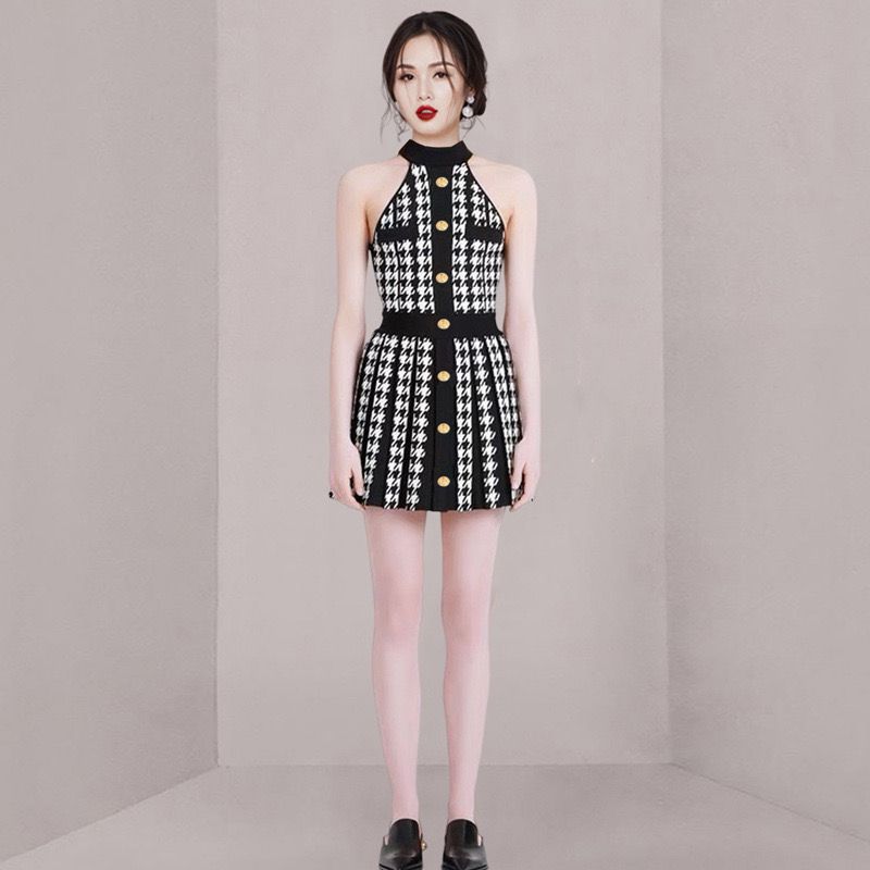 Pankh Irel Knit Bodycon Sleeveless Short Dress