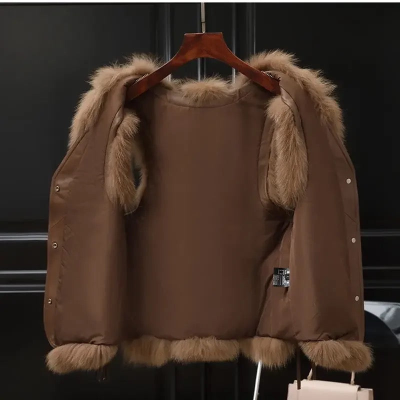 Pankh Sherin luxury Fur and PU Leather Formal Jacket