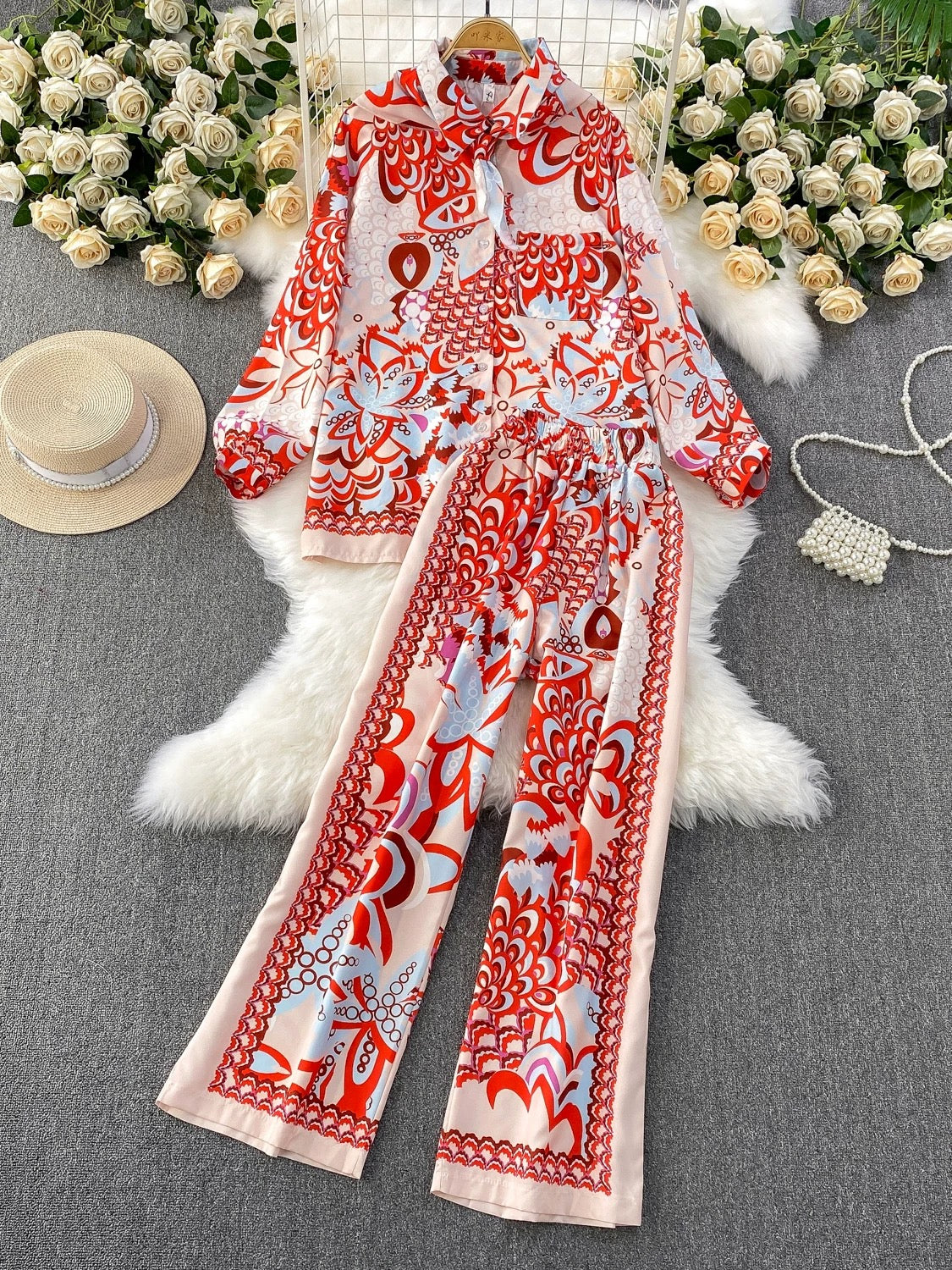 Pankh Casio Printed Summer Coord With Pant and Scarf