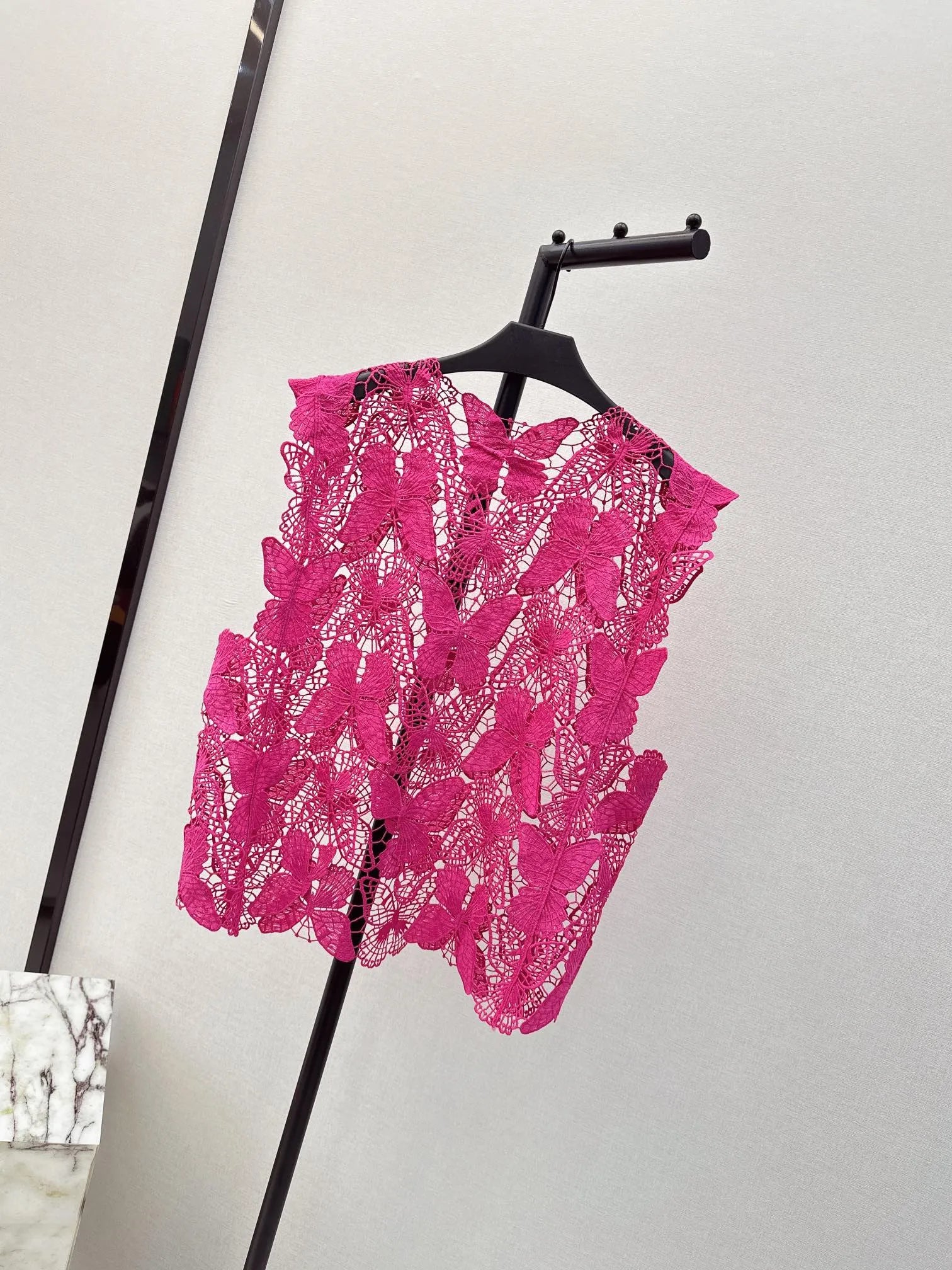 Pankh Zape Butterfly Hollow Cutout Pattern Lace Crochet Top