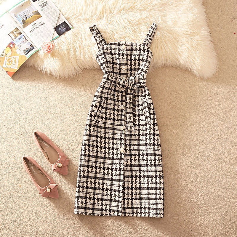 Pankh Erico Tweed Elegant Dress with Knit Top