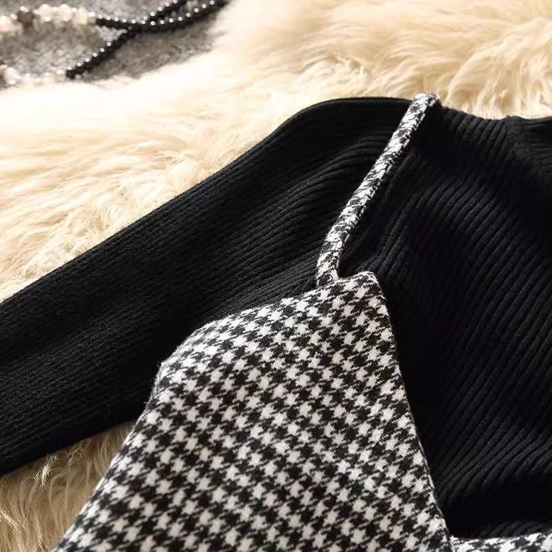 Pankh kayor Woolen Check Jacket and Knit Top Set