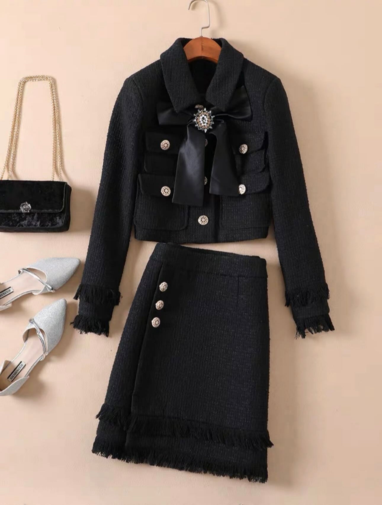 Pankh Roseta tweed formal blazer and skirt coord set