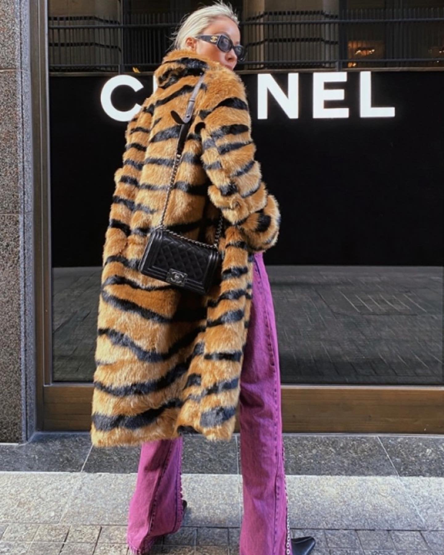 Pankh Sansy Tigeress Fur Long Over Coat