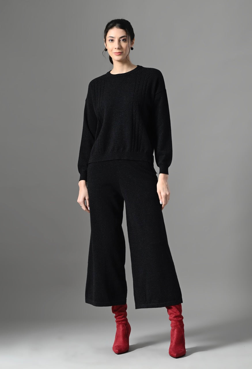 Pankh Morzo Shimmer Wool Warm Top and Ankle Fit Pant Set