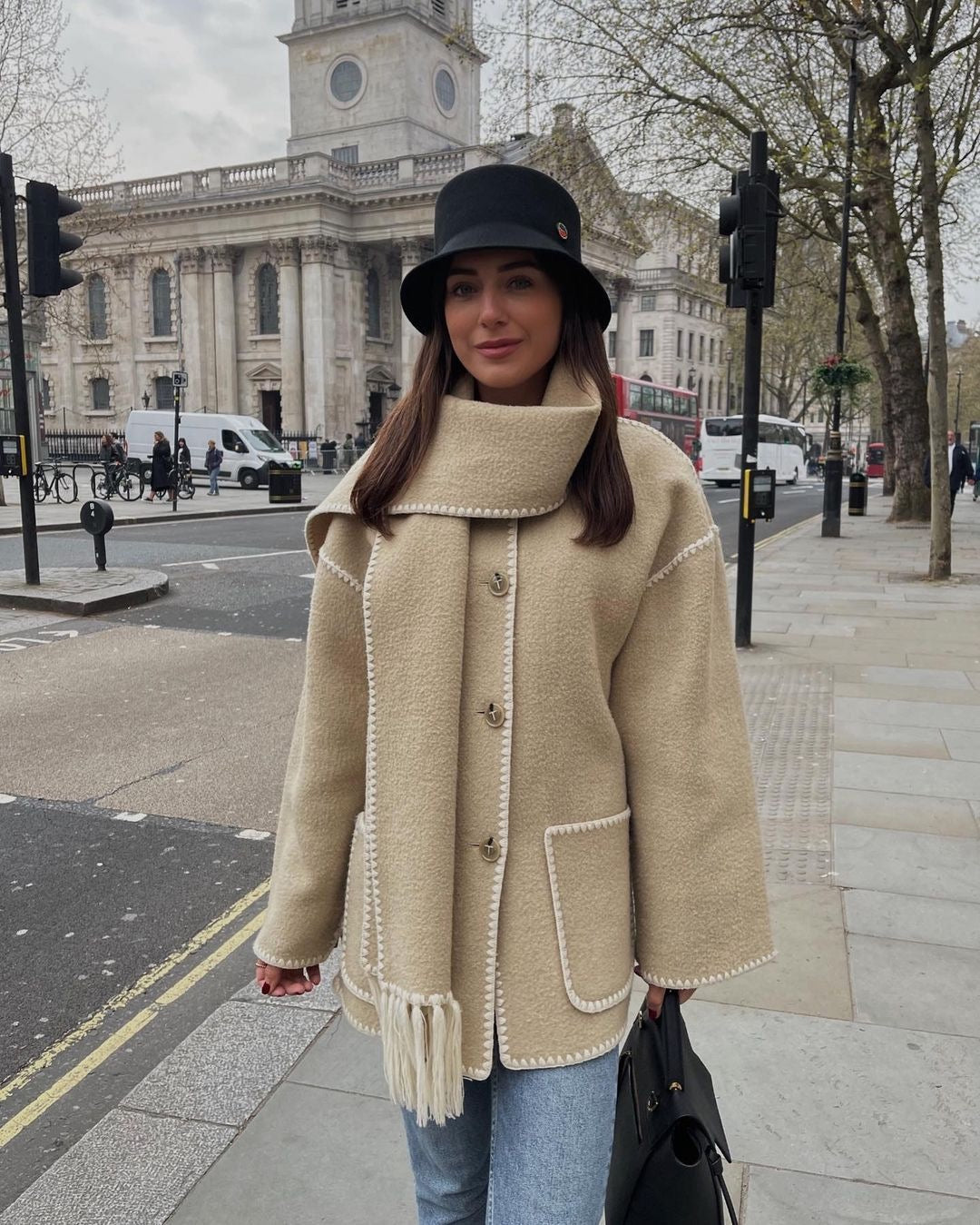 Pankh Zappy Woolen Blazer Coat with Matching Scarf