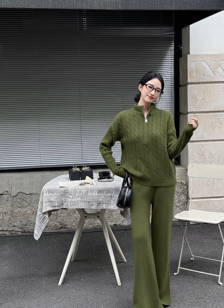 Pankh Seeso Zipper Wool Top and Pant Coord Set