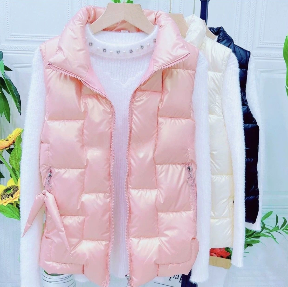 Pankh Calista Metallic Bomber Down Sleeveless Jacket