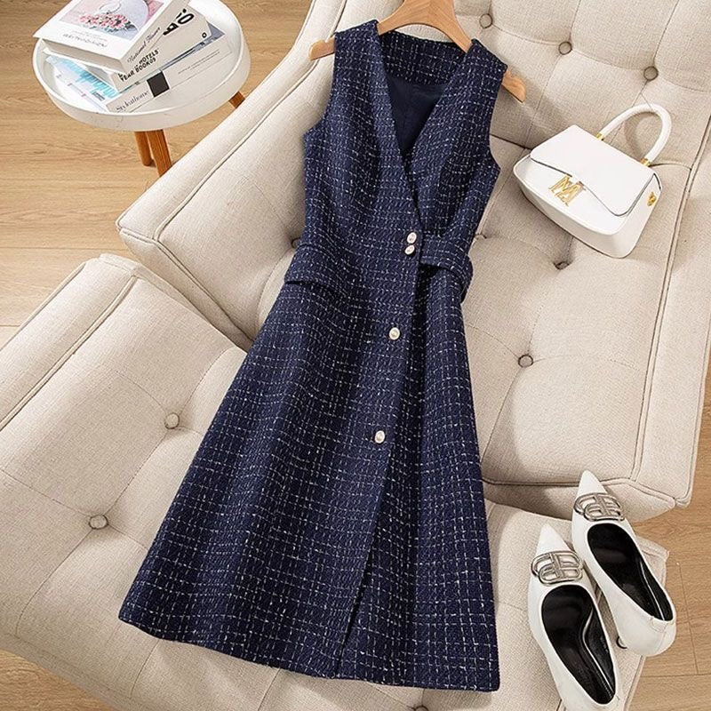 Pankh Zuly Elegant Tweed Dress with Ribbed Top