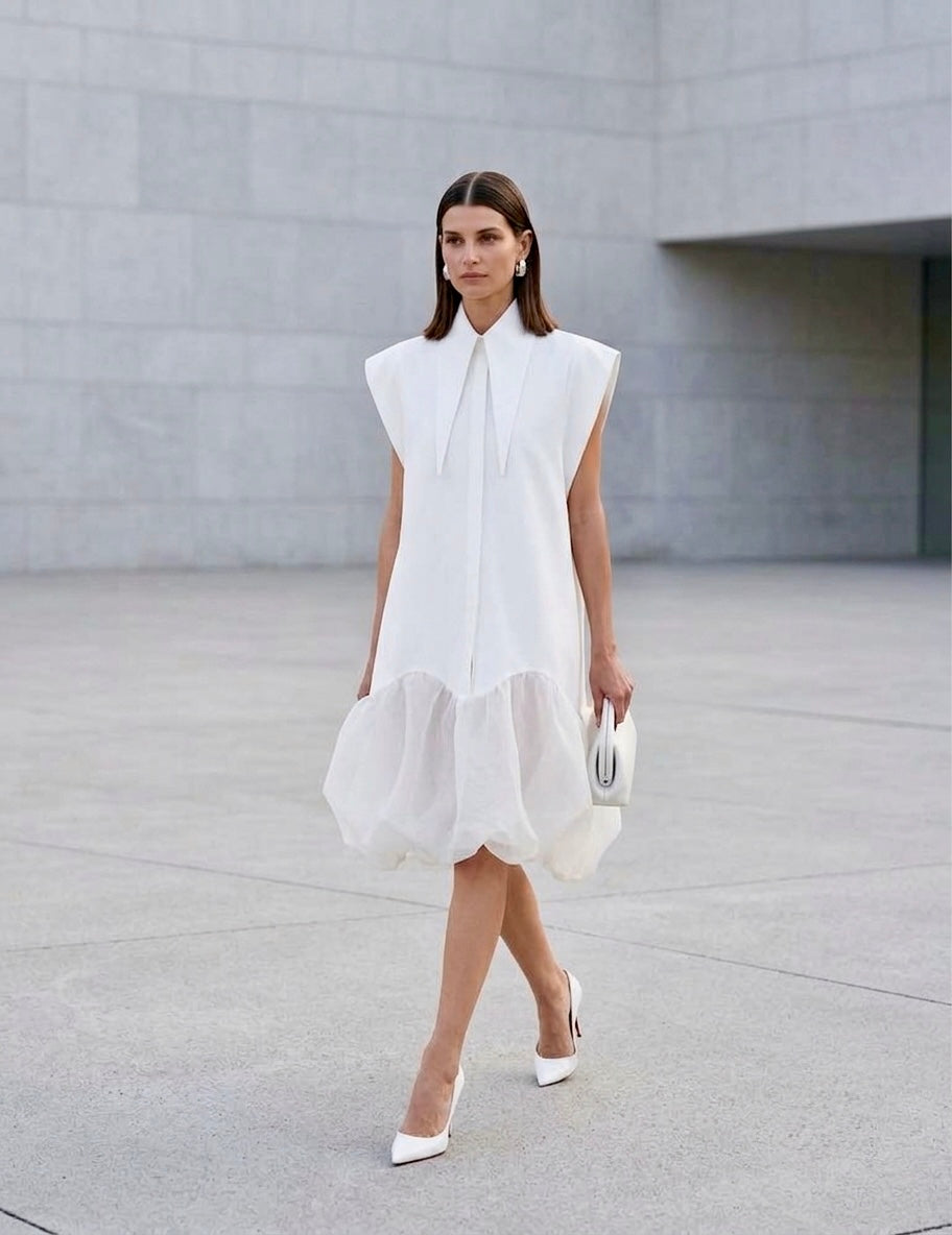 Pankh Perru Long Collar High Fashion Shirt Dress