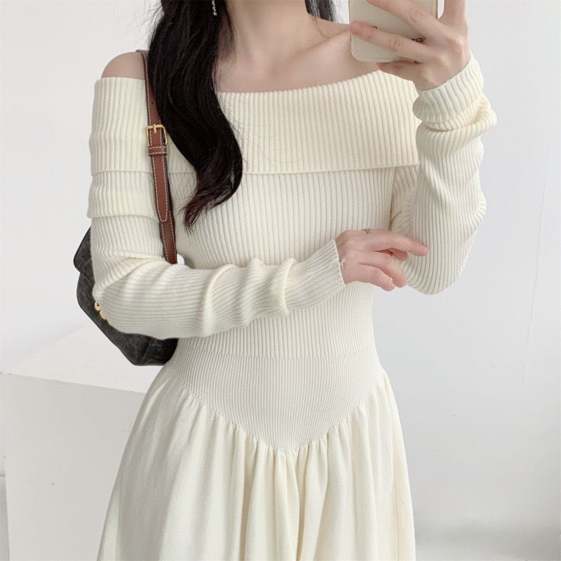 Pankh Tylan Off Shoulder Woolen Corset Fit Dress