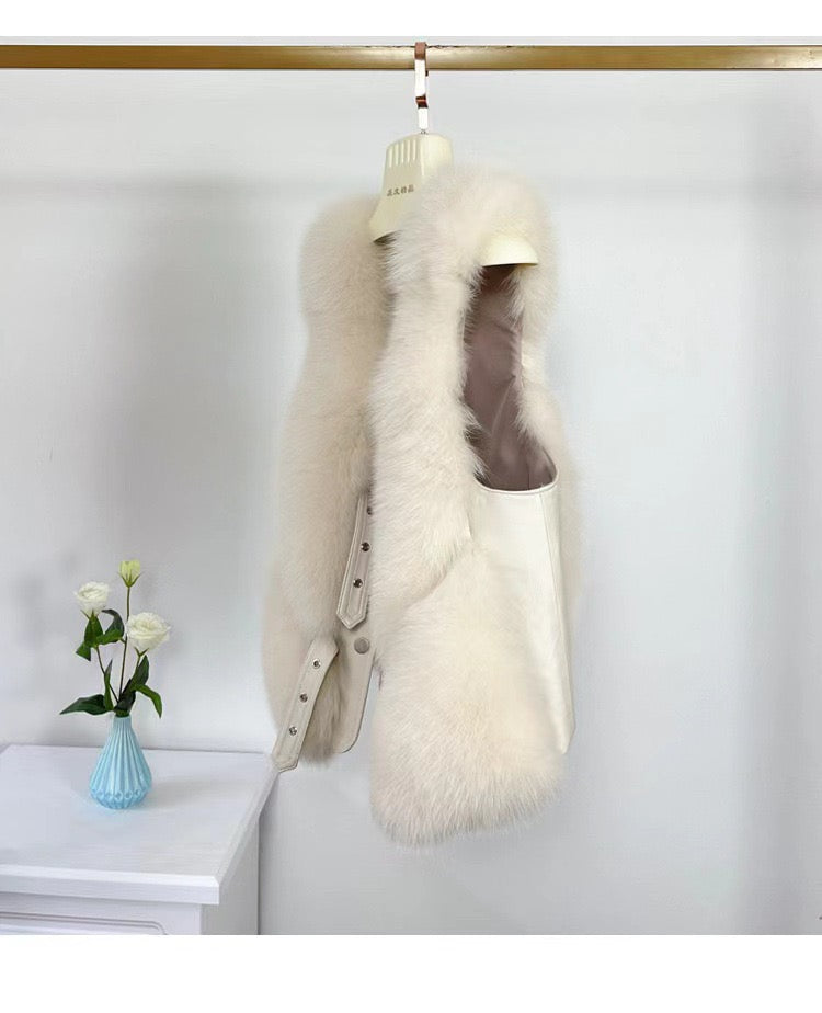 Pankh Rudy Fur and Leather Sleeveless Formal Jacket no