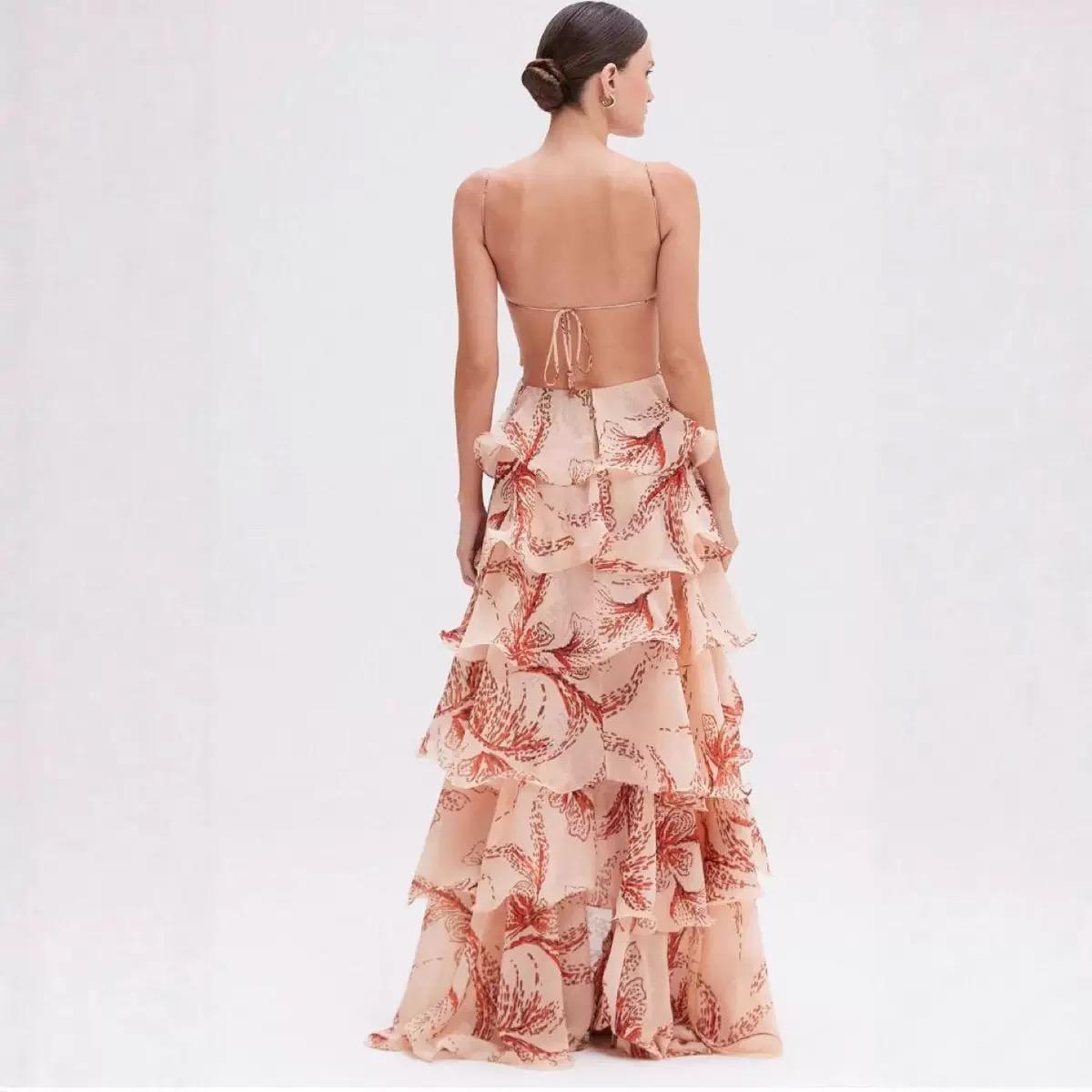 Pankh Renata Sunset Butterfly Ruffle Maxi Dress