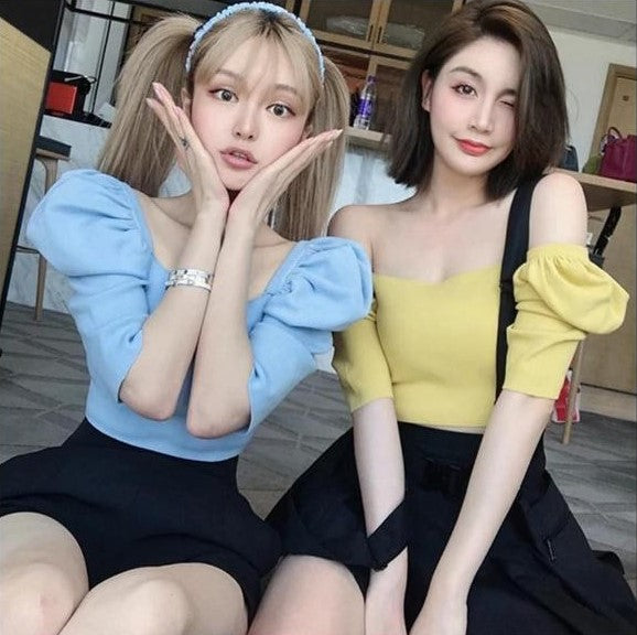 Pankh Kara Puff Sleeve Crop Top