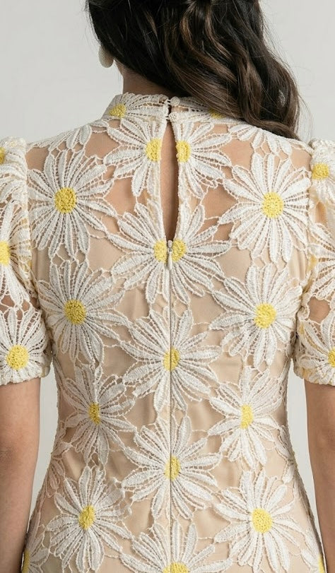Pankh Sunflower Crochet Elegant Short Dress