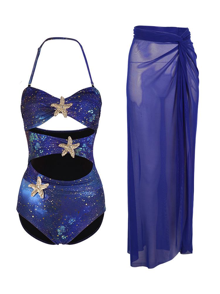 Pankh Nayeli Starfish Decore Gliter Swimsuit With Cover-Up