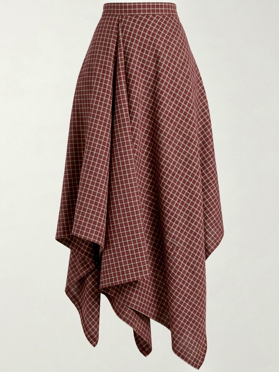 Pankh Cilly Plaid Assymetrical Skirt