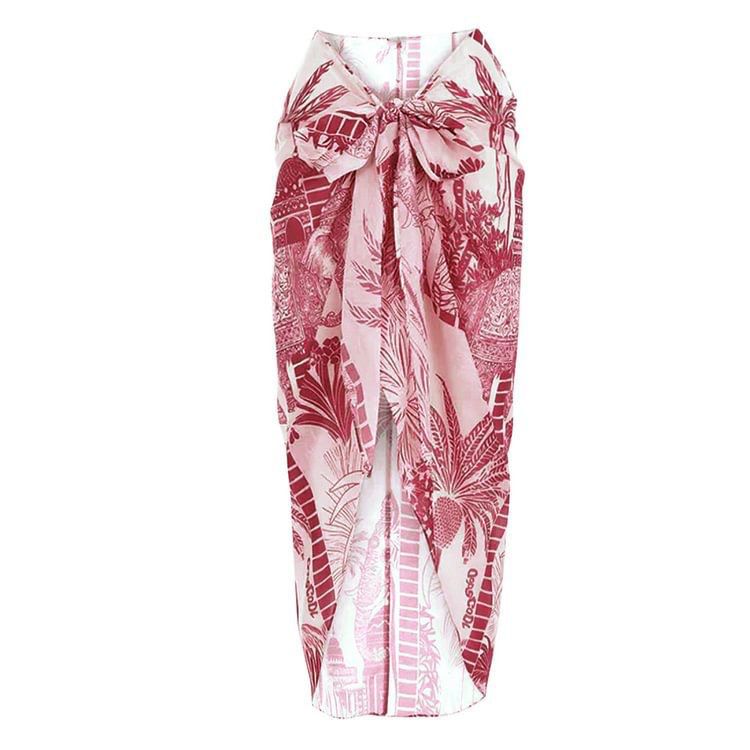 Pankh Cove One Shoulder Coconut Palm Print Swimsuit With Sarong
