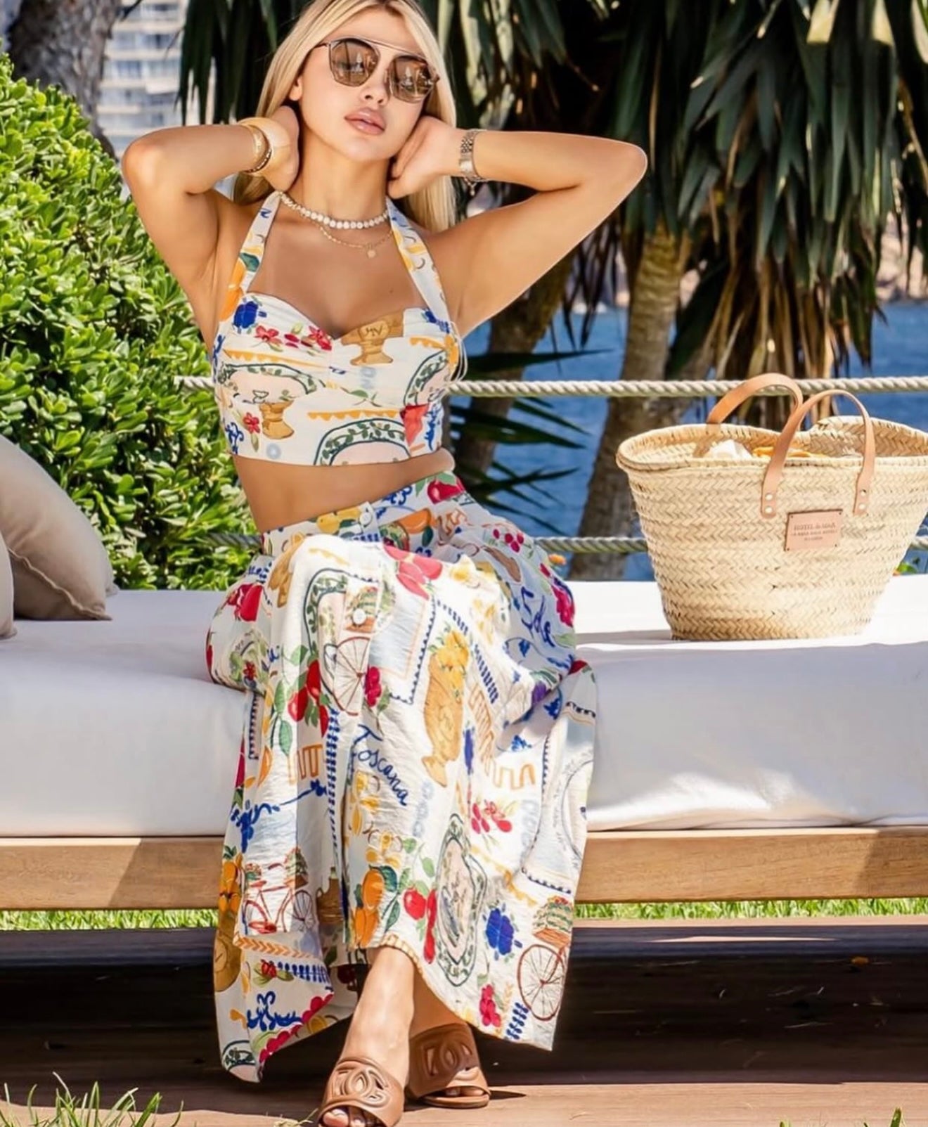 Pankh Ege Halterneck Printed Crop Top & Skirt Coord Set