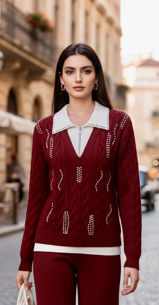 Pankh Zataar Stone Embellished Woolen Coord Set