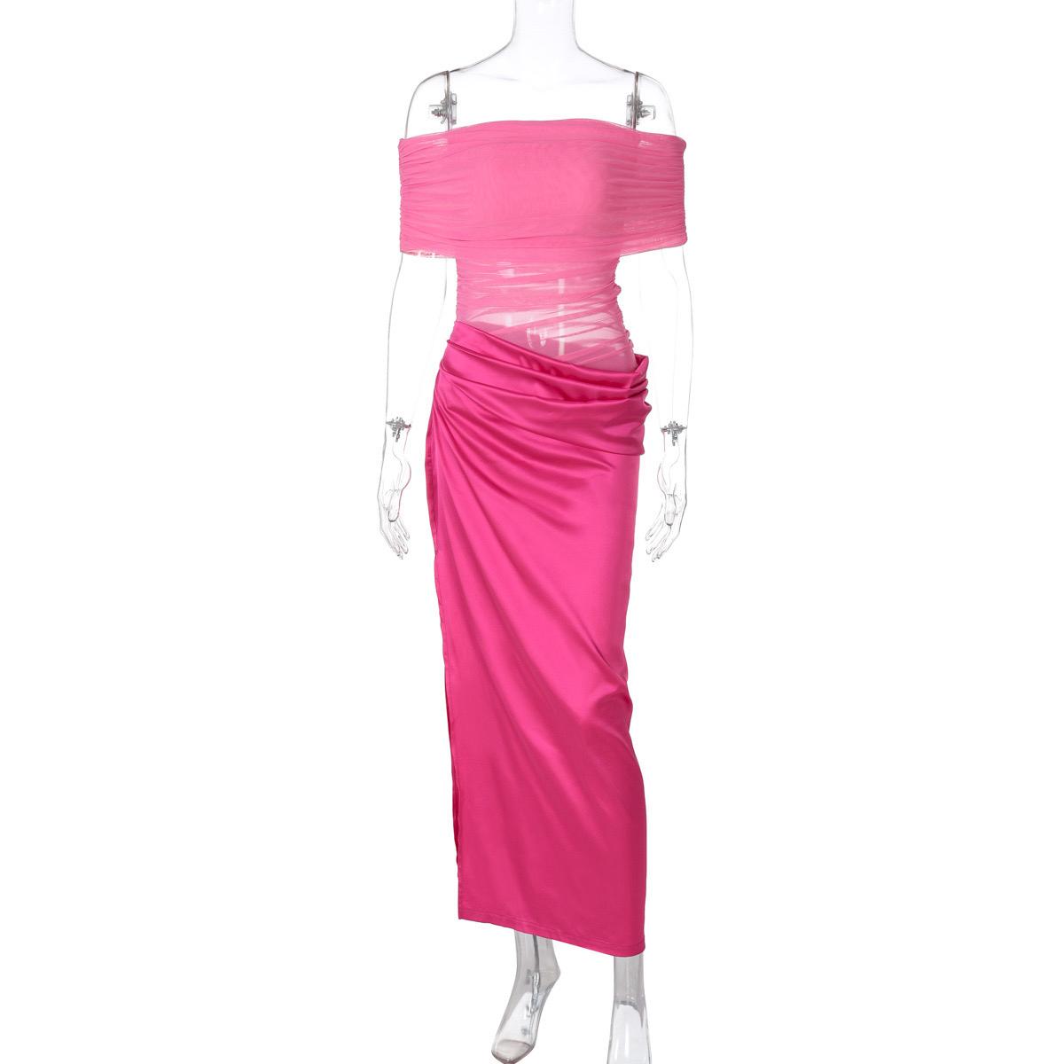 Pankh Iran Elegant Off-shoulder Strapless Backless Ruched Club Long Bodycon Dress