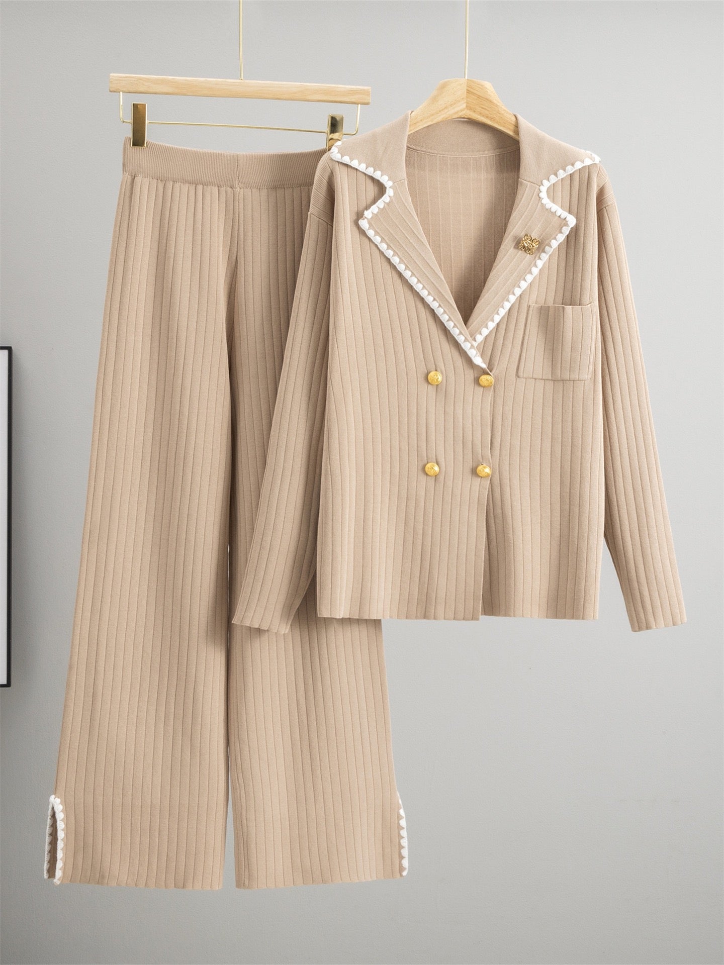 Pankh Lowee Formal Knit Wool Blazer with Brooch and Pant Coord Set