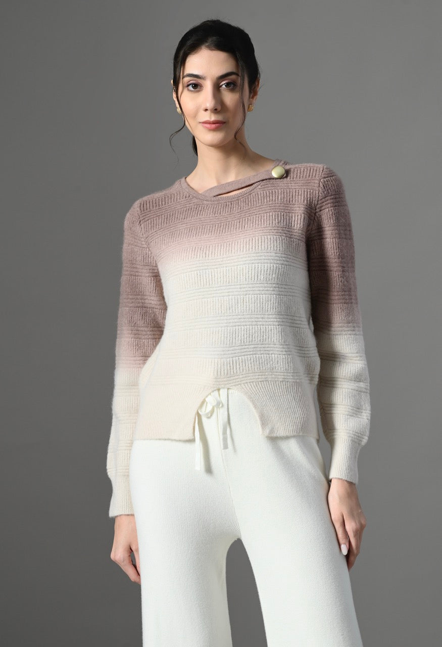 Pankh Luxury Tessor Dual Shade Ombre Cashmere Wool Sweater
