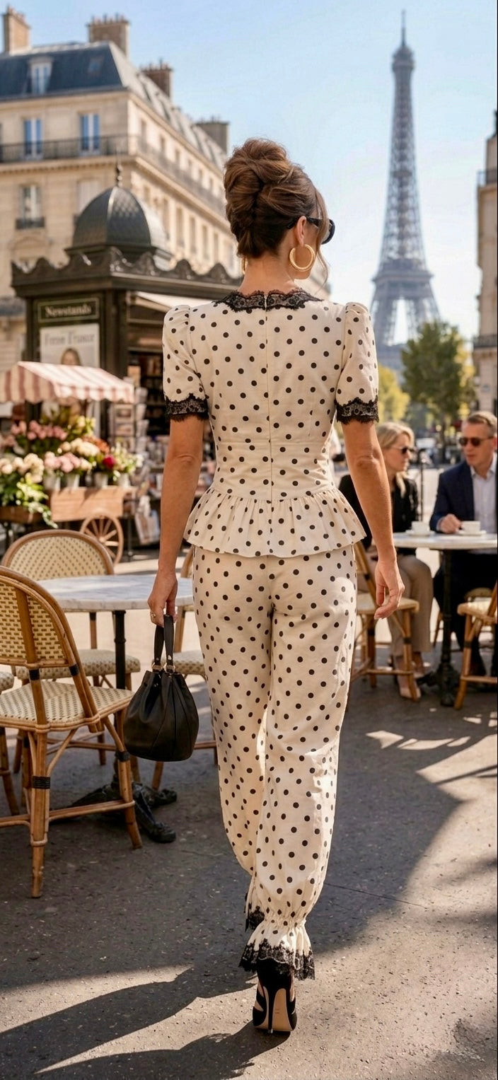 Pankh Zakarta Polka Dot & Lace Higg Fashion Balloon Pants Coord Set
