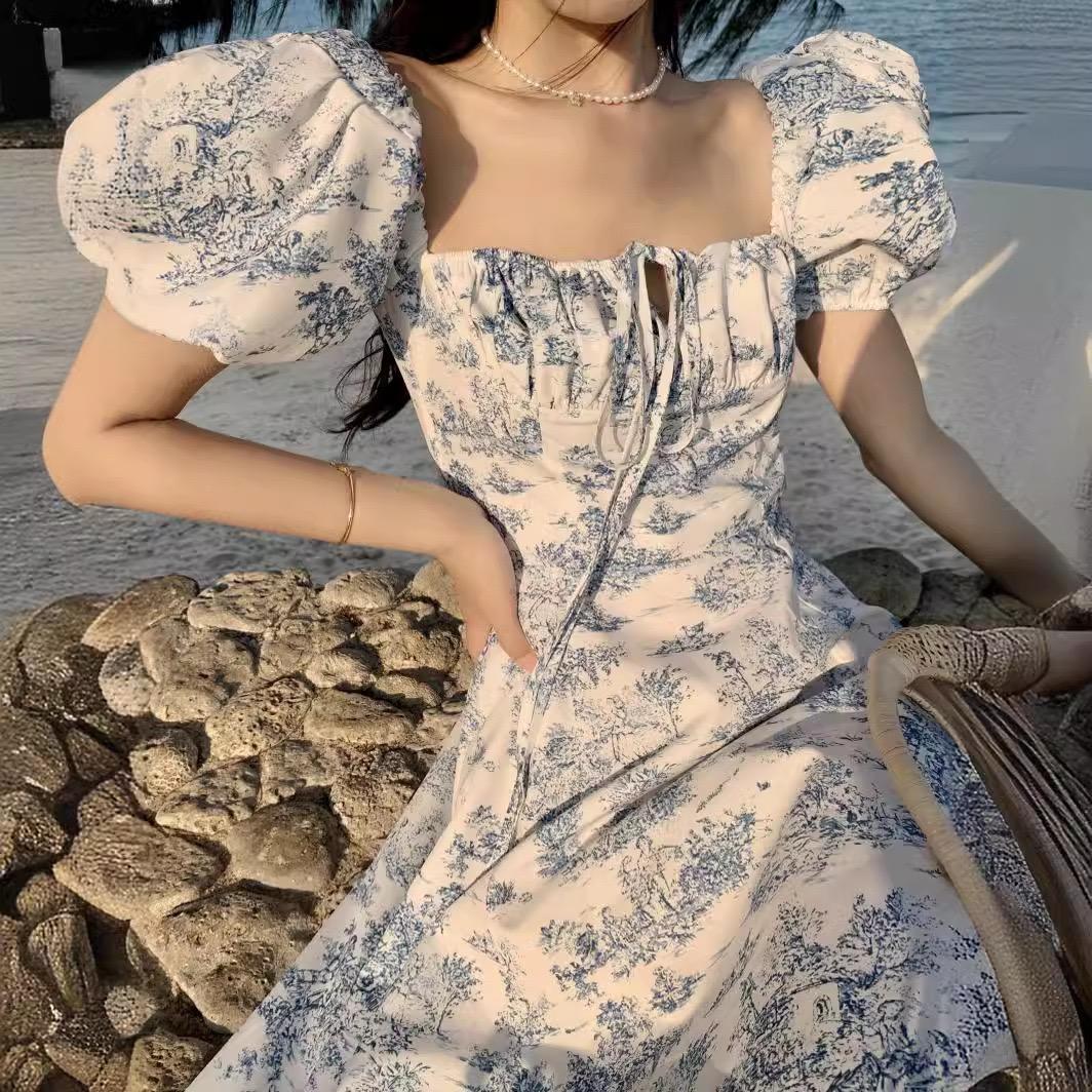 Pankh Suzia Floral Square Collar Puff Sleeve Dress