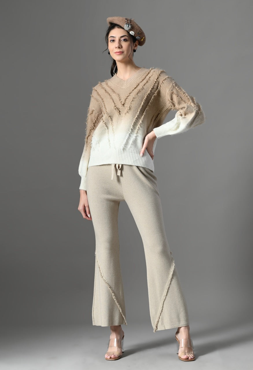 Pankh Luxe Miri Pret Tassel Ombre Sweater and Pant Coord Set