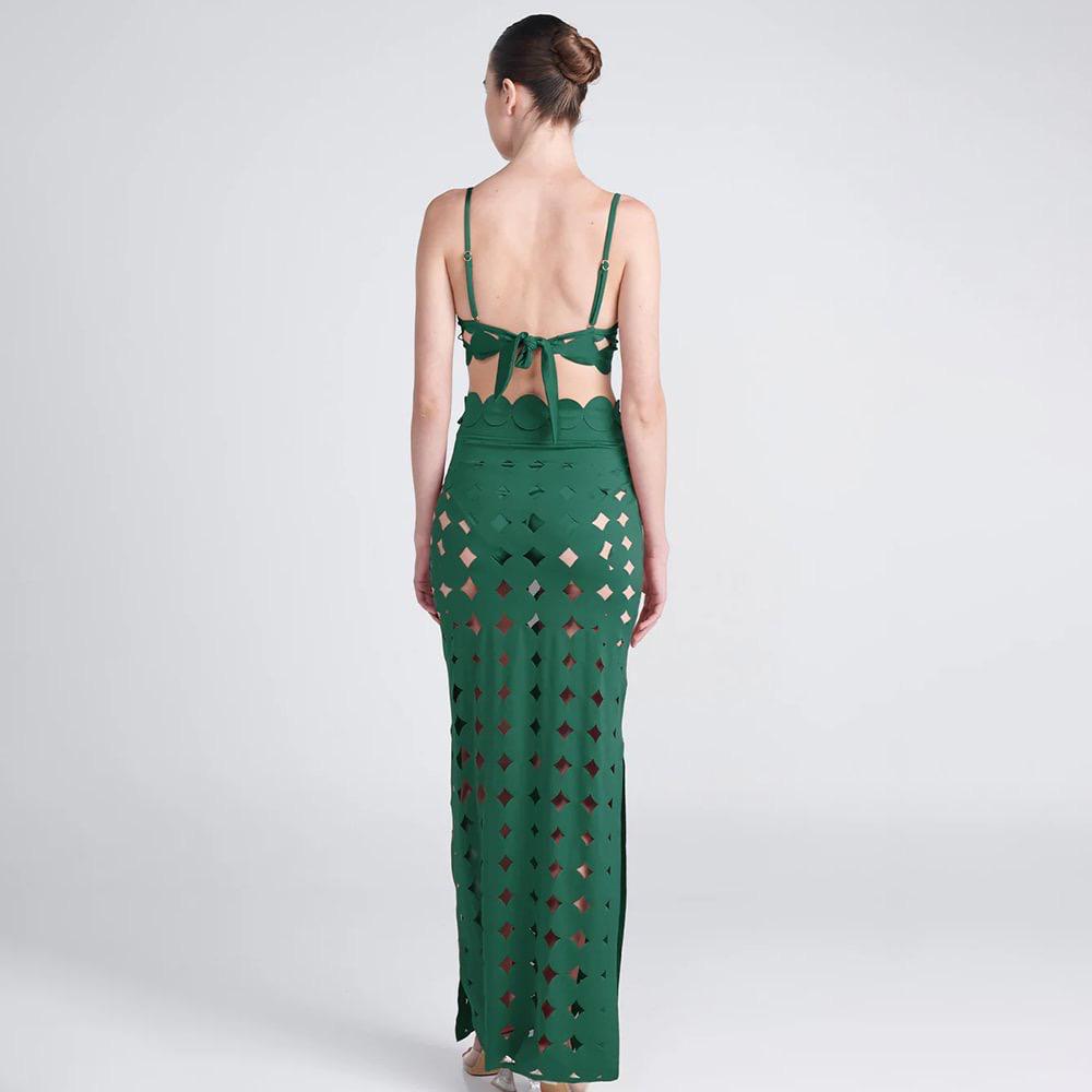 Pankh Kit Laser Cutting Three Peice Bikini Swimsuit With Split Skirt