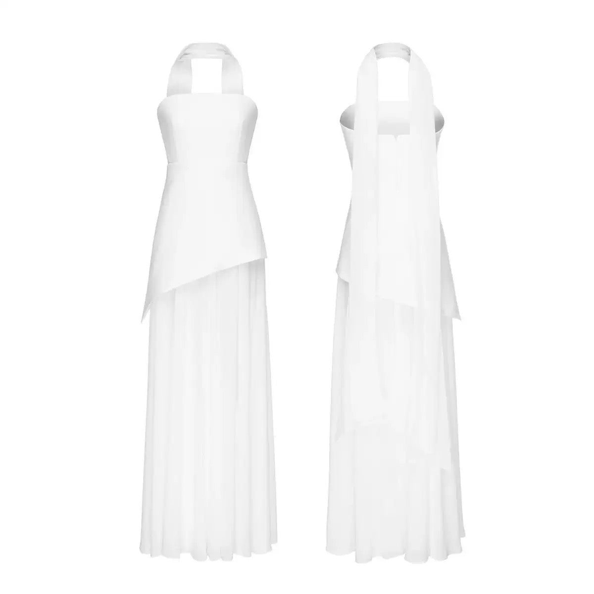 Pankh Livia Asymmetrical Maxi Dress With Scarf