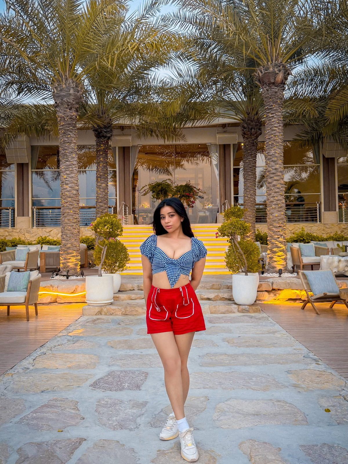 Pankh Teamo Cute Gingham Crop Top and Short Set