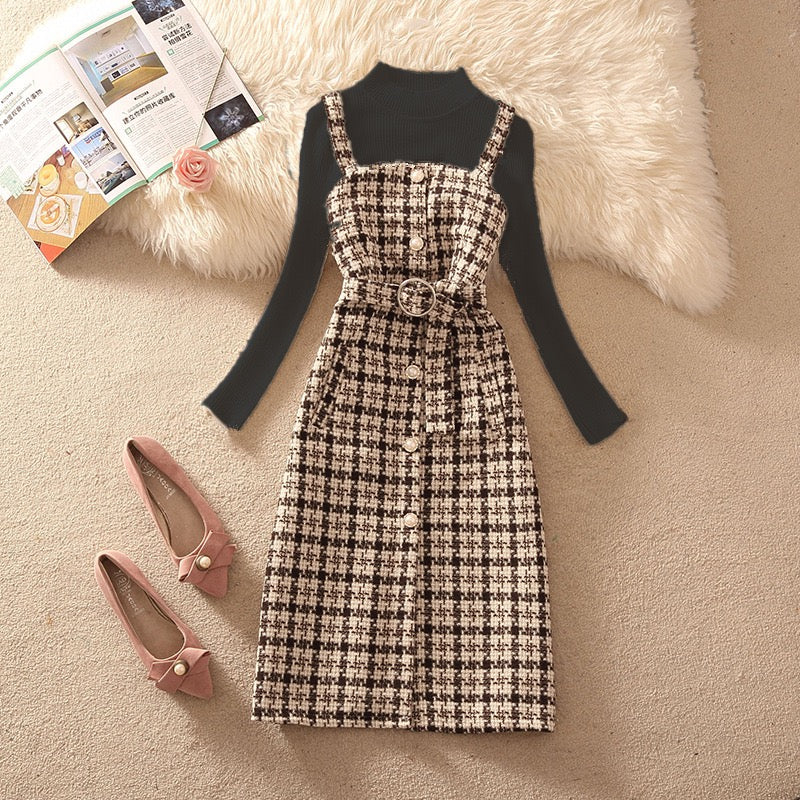 Pankh Erico Tweed Elegant Dress with Knit Top