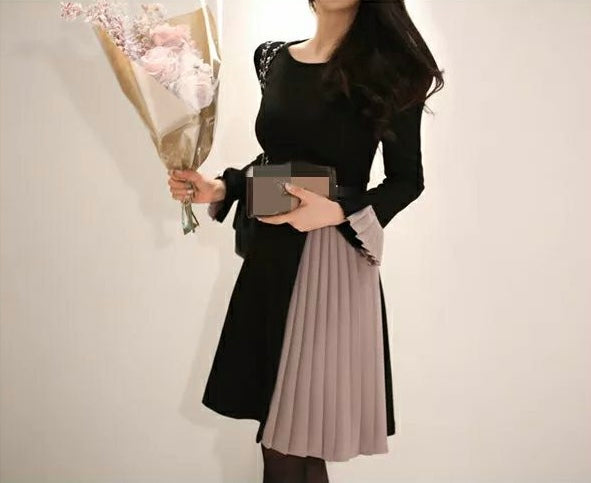 Pankh Persia shaded knit wool formal dress with belt