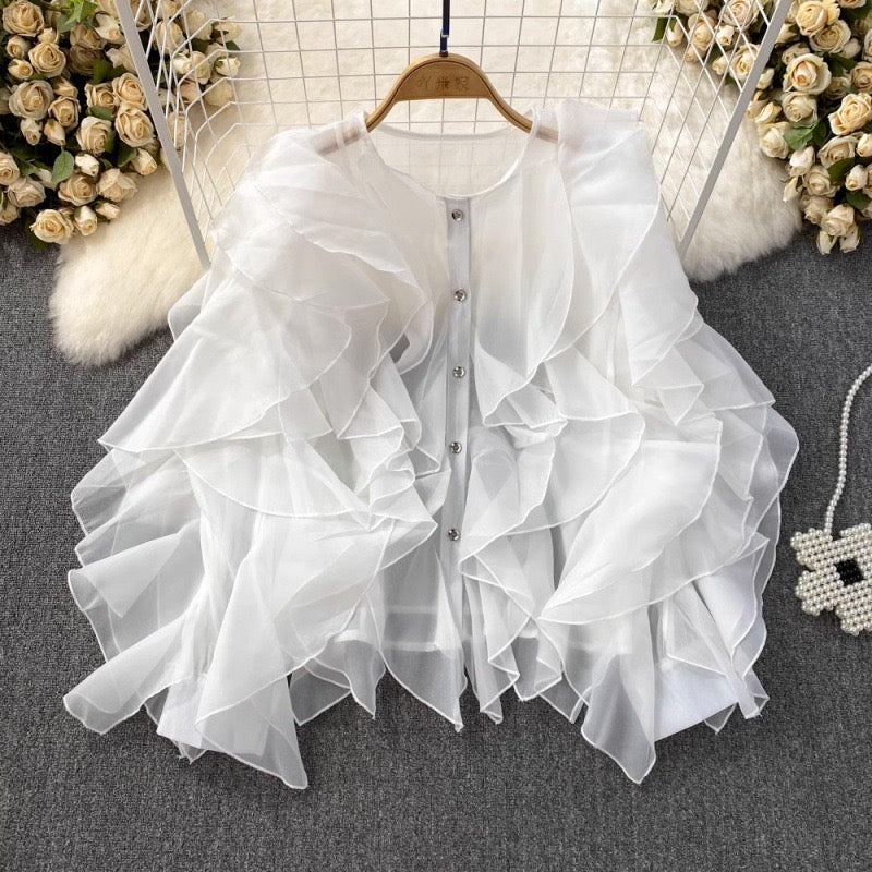 Pankh Sisi Ruffle Organza Shirt Top