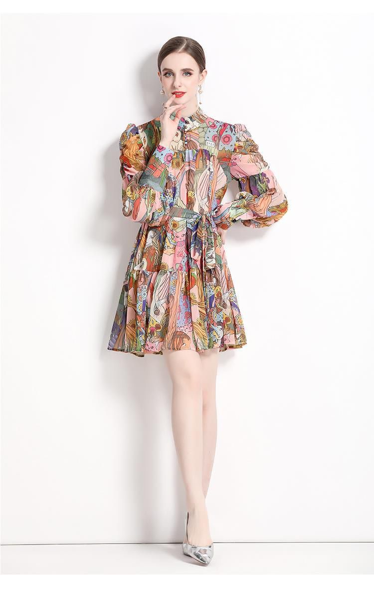 Pankh Brynn Chiffon Printed Puff Sleeve Dress