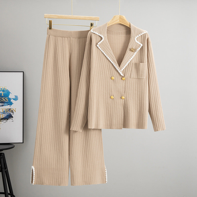 Pankh Lowee Formal Knit Wool Blazer with Brooch and Pant Coord Set