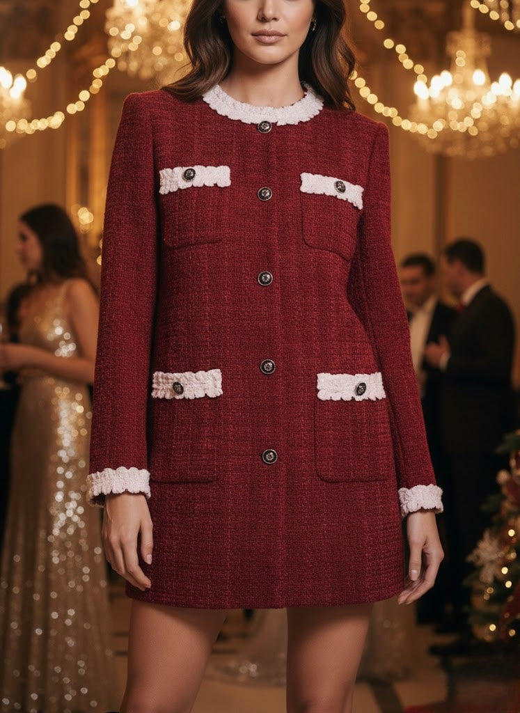 Pankh Archer Formal Tweed Short Wonter Dress