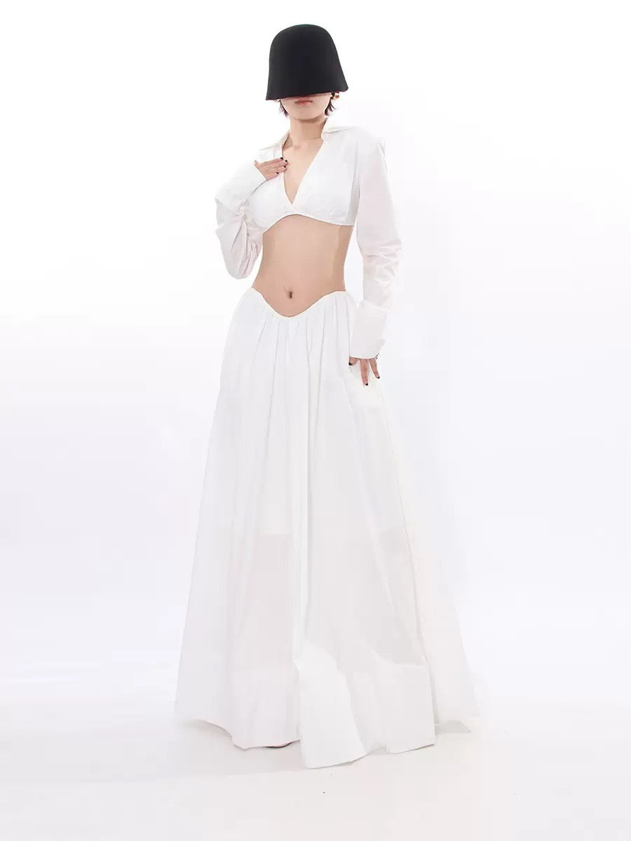 Pankh Akula Cotton Ruched Crop Top & Skirt Coord Set