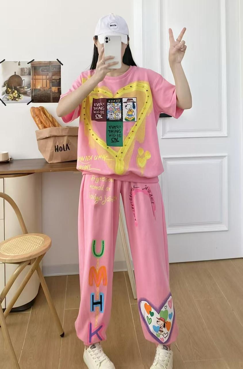 Pankh Guzin Hip-Hop Heart Collage Co-ord Set