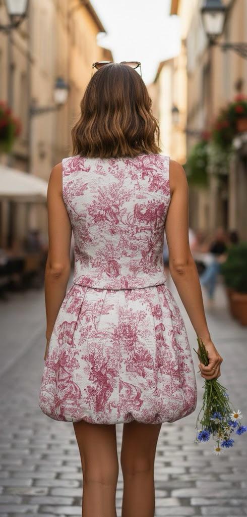 Pankh Viera Sleeveless Vest and Bubble-Hem Mini Skirt Coord Set