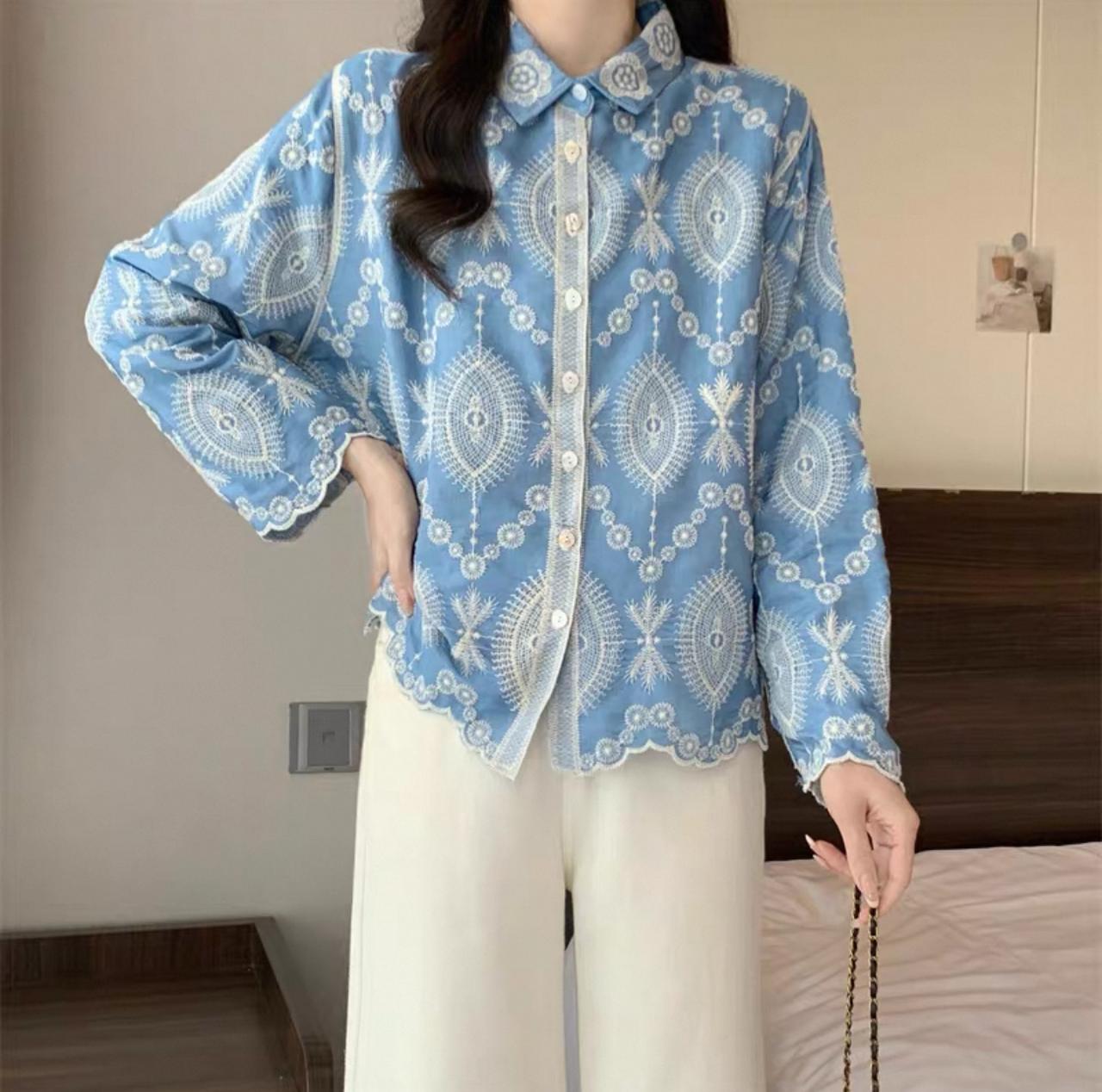 Pankh Enes Premium Embroidered Cotton Shirt