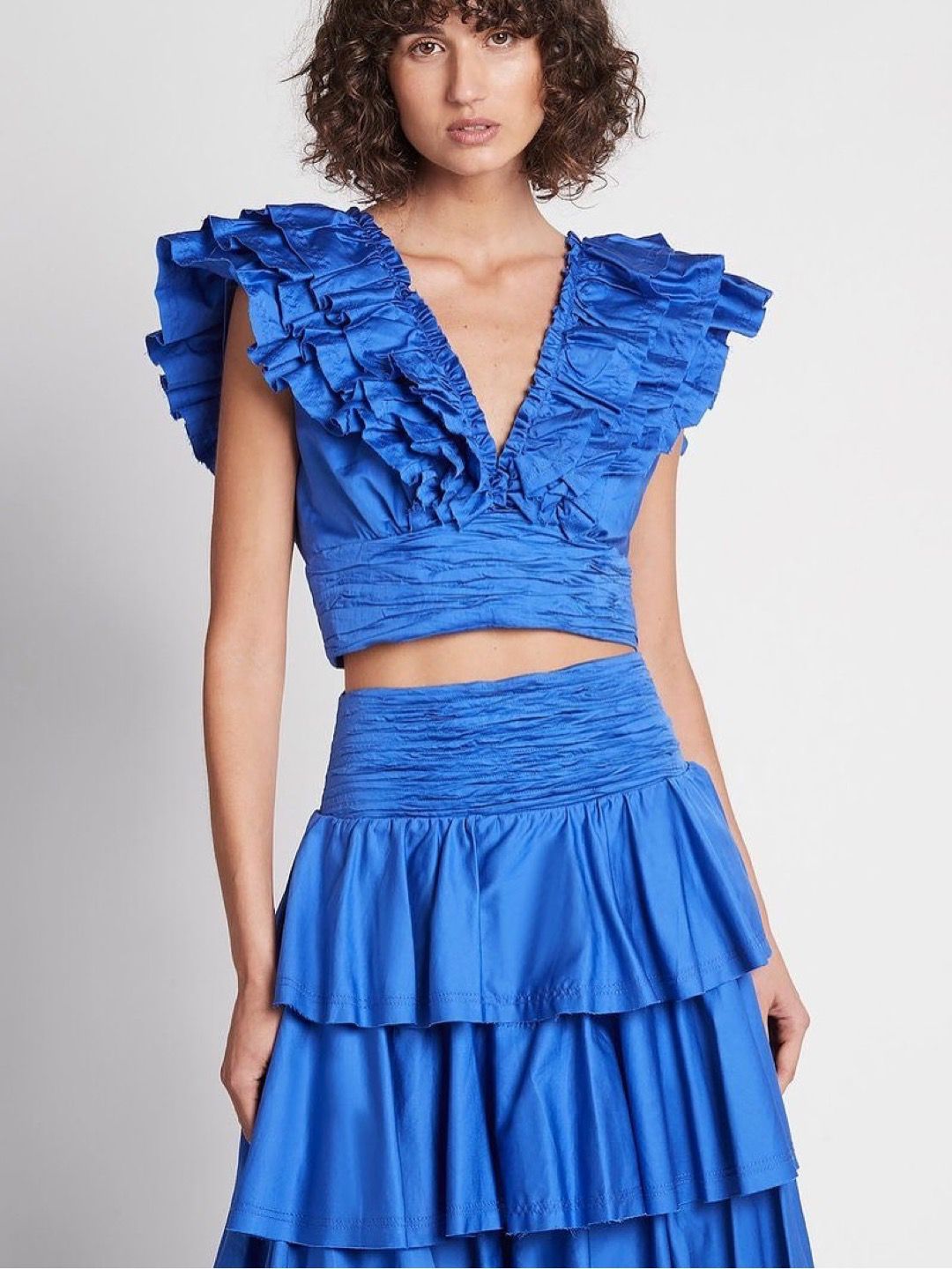 Pankh Prolly Ruffle Cropped Top And Ruffled Skirt