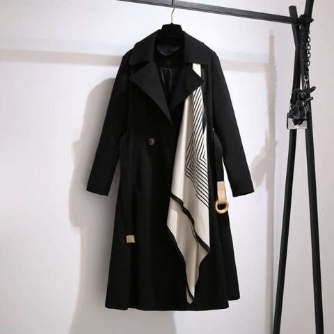 Pankh Finip Designer Trench Overcoat With Scarf