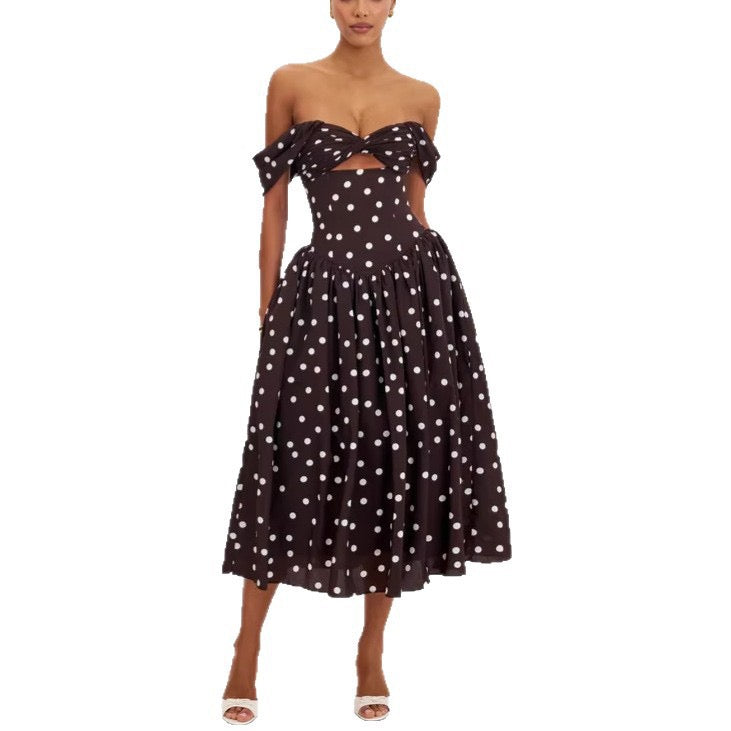 Pankh Giza Polka Dot Off Shoulder Maxi Dress