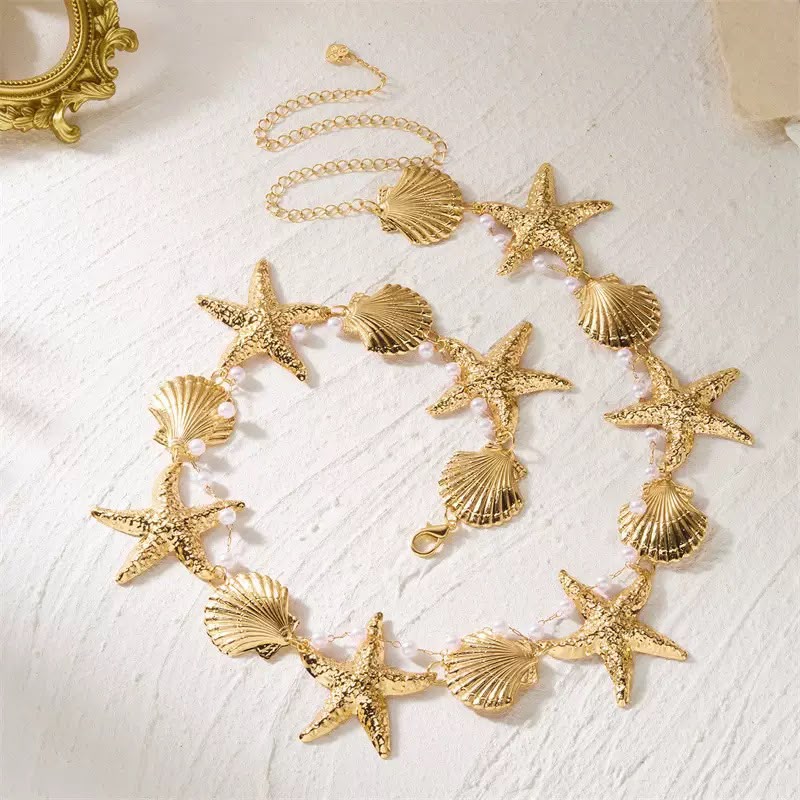 Pankh Jan Metal Starfish And Shell Waist Chain