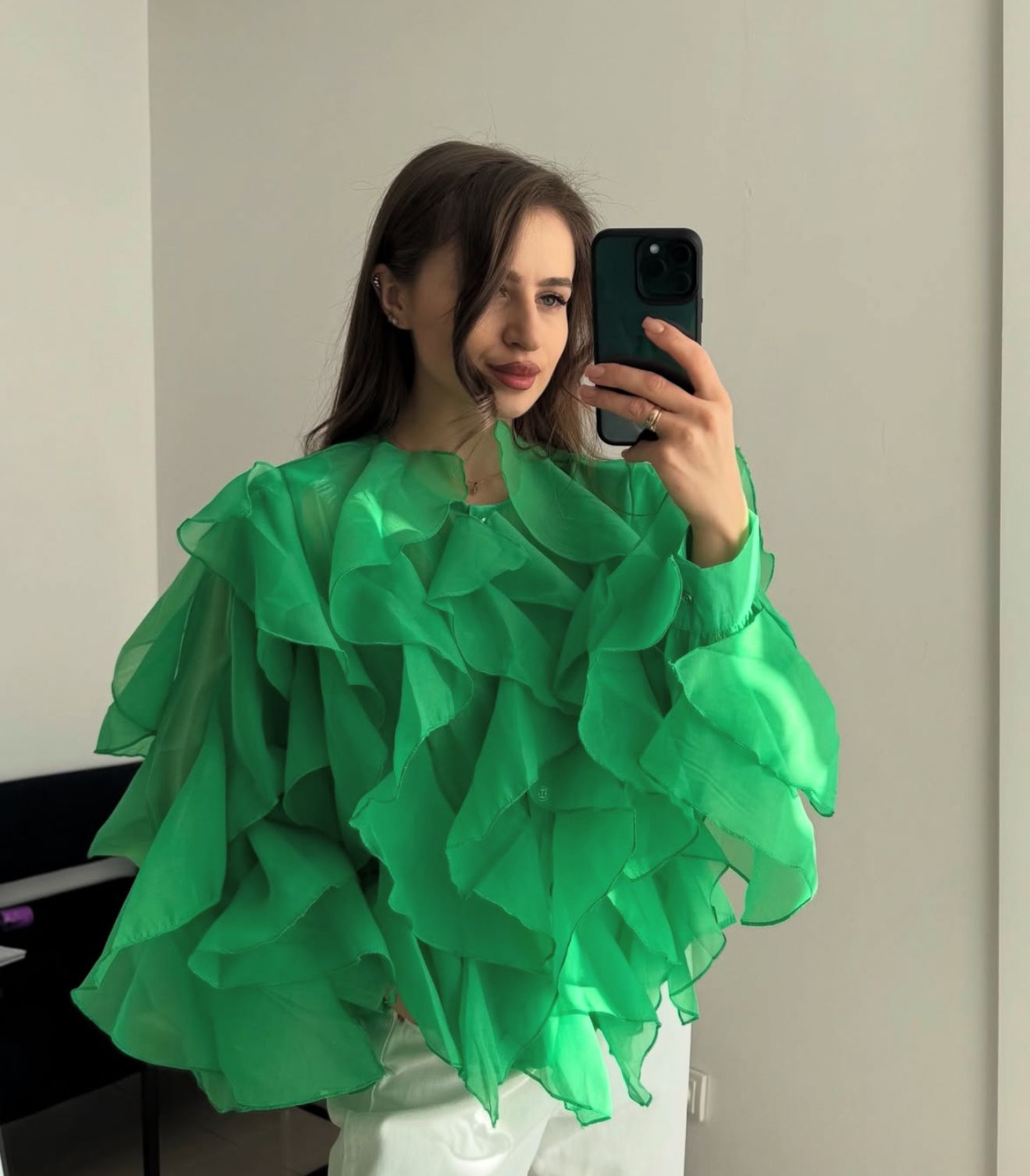 Pankh Sisi Ruffle Organza Shirt Top